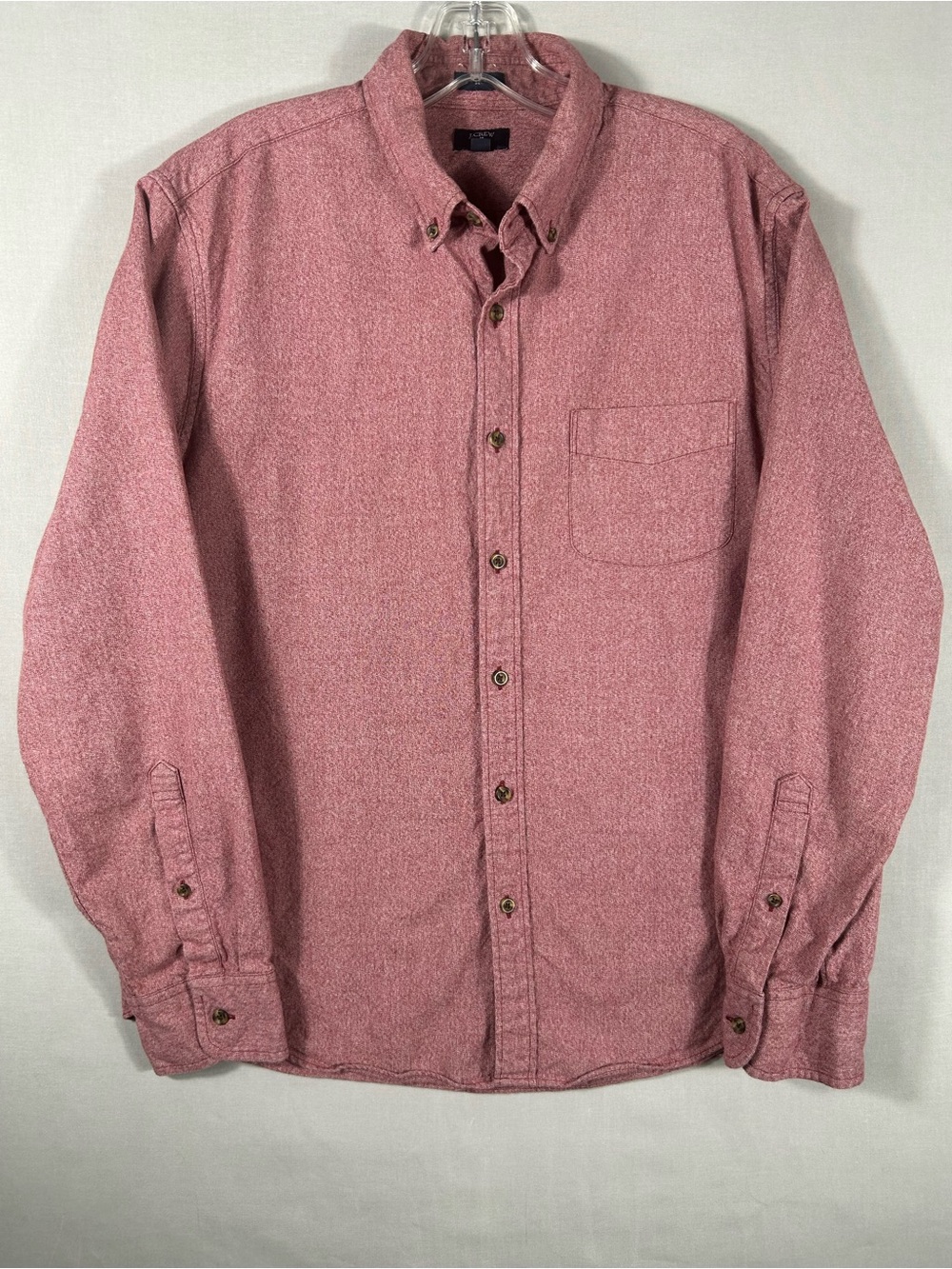 J.Crew Jaspe Slim Mens Large Red Button Down Long Sleeve Cotton Pocket